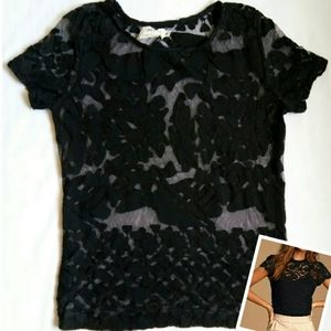 🔵2/$15🔵NWOT Sheer Lace Top Black
